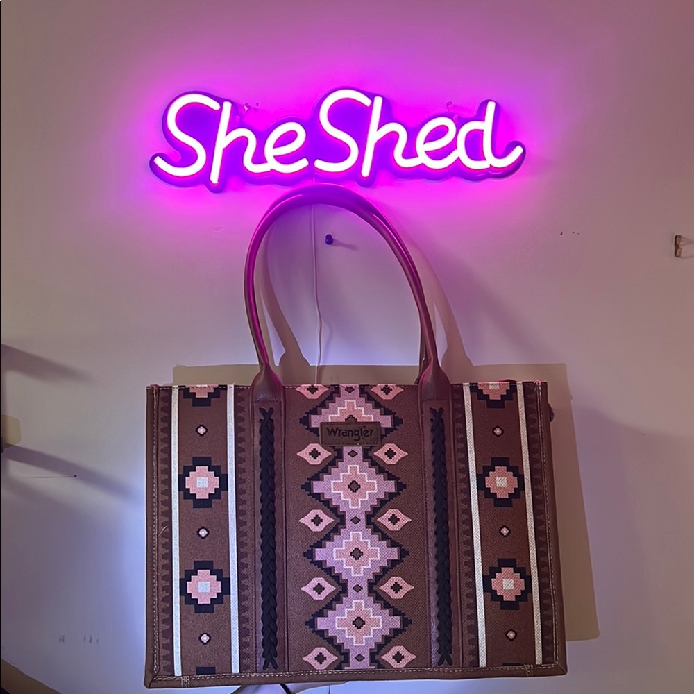 Wrangler Pink and Brown Tote Bag (large)